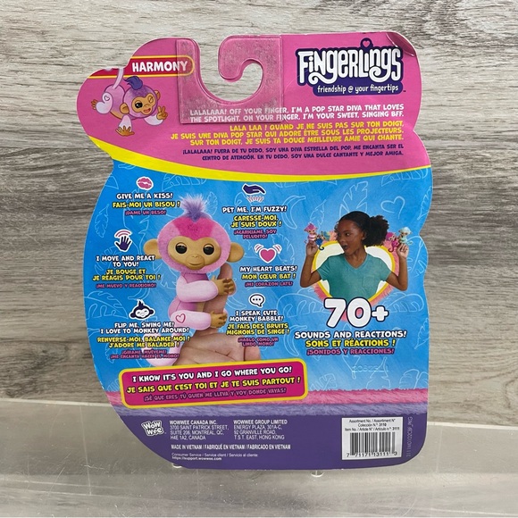 Fingerlings Interactive Monkey Harmony 70+ Sounds And Reactions Pink 2023 NEW - Picture 2 of 2